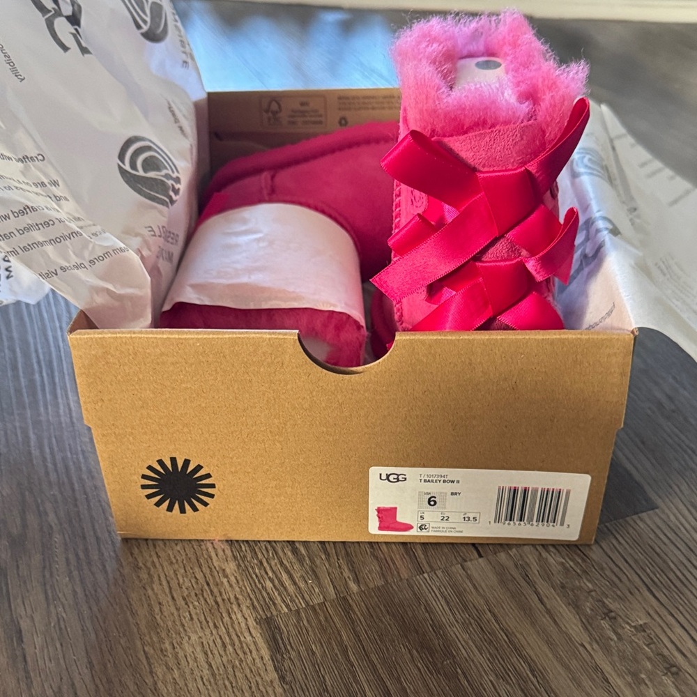 NWT- Toddler UGG Fuchsia Bailey Bow Boots